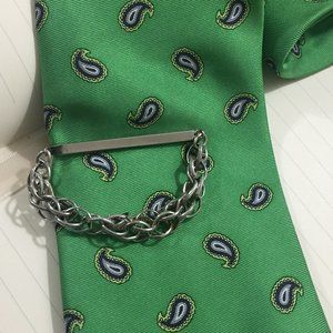 Silver Tone  Chain Vintage SWANK Pendant Tie Bar